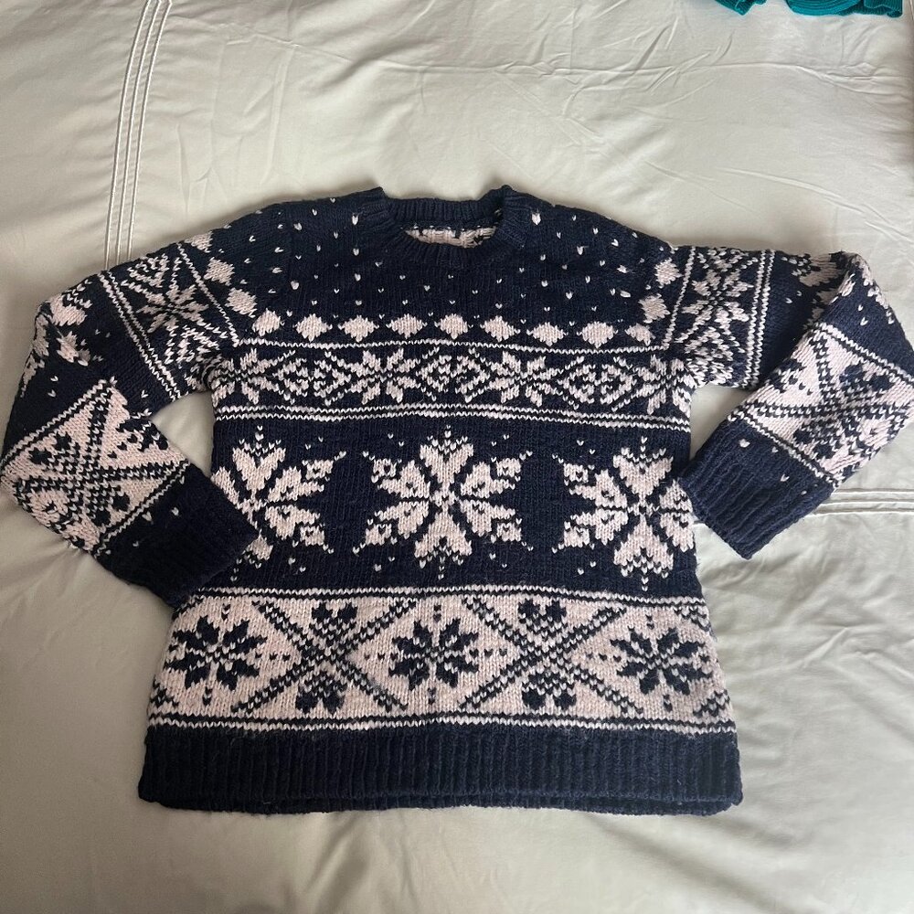 Lands' End Wool Blend Snowflake Sweater